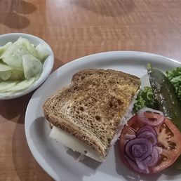 Half Turkey on rye, cucumber salad Half Turkey on rye, cucumber salad