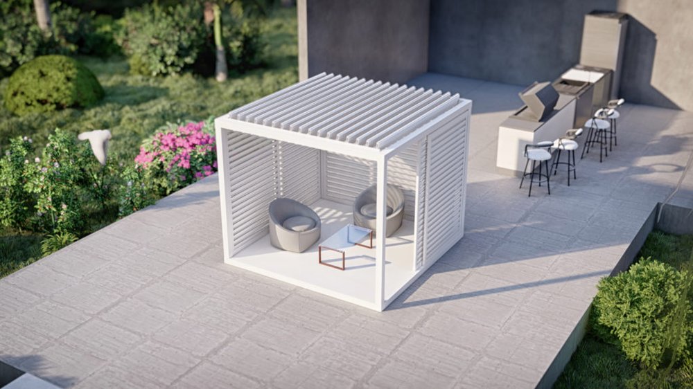 Slide of White Aluminum and Windows