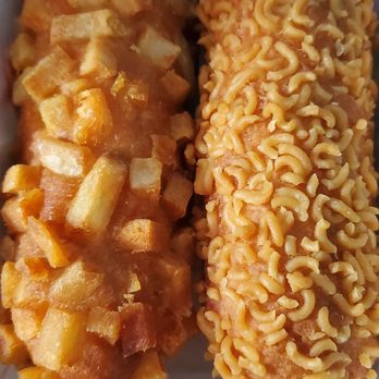 The Basac - Potato and ramyun half mozzarella corn dogs - Korean Near Me - Flushing, New York