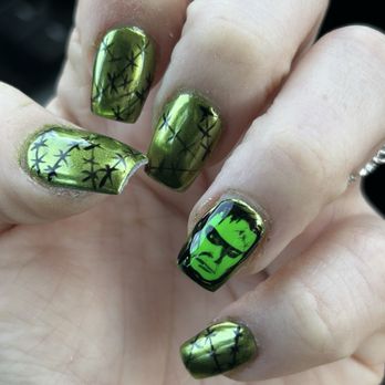 Twinkle Toes Nail Salon - Hand painted Frankenstein nails by Ny! - Nail Salons Near Me - Tallahassee, Florida Twinkle Toes Nail Salon - Hand painted Frankenstein nails by Ny! - Nail Salons Near Me - Tallahassee, Florida