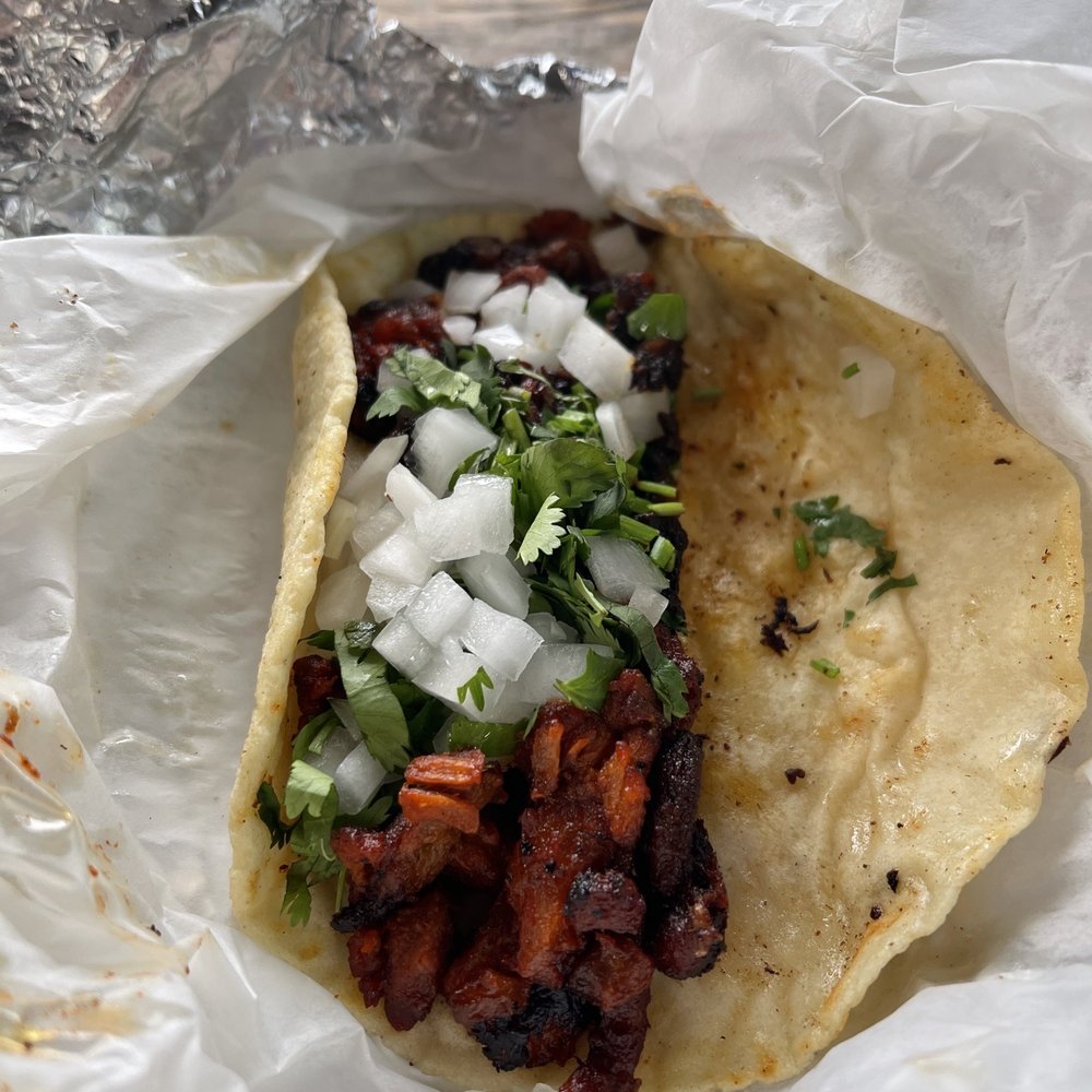 Azteca Farmers Market - Pastor w/homemade tortilla (fantastic!) - Farmers Market Near Me - Houston, Texas