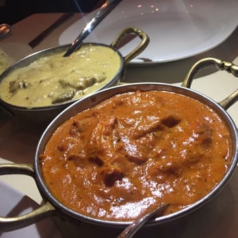 Bombay Palace - Butter chicked (red) and Lamb Pasanda (white) sooo good! - Indian Near Me - Beverly Hills, California