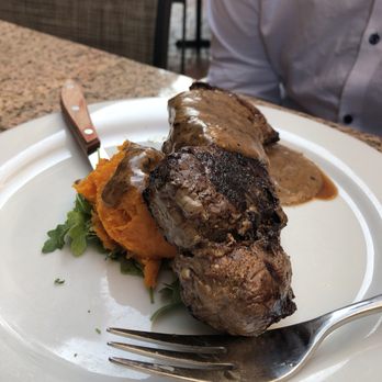 Petit Valentien - Steak su poivre--New York steak with a pepper crust. - French Near Me - Santa Barbara, California Petit Valentien - Steak su poivre--New York steak with a pepper crust. - French Near Me - Santa Barbara, California