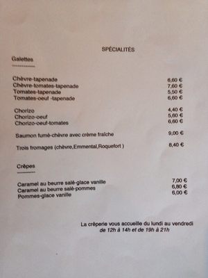 Menu photo 2 Crêperie Garnier Sceaux, 92 Menu photo 2 Crêperie Garnier Sceaux, 92