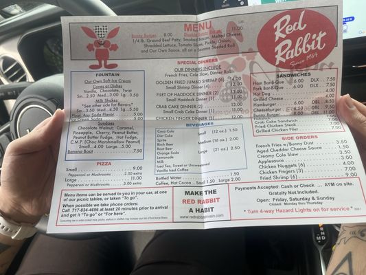 Menu photo 1 Red Rabbit Drive In Duncannon, PA Menu photo 1 Red Rabbit Drive In Duncannon, PA