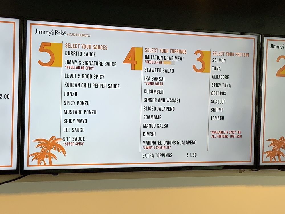 JIMMY’S POKE AND SUSHI BURRITO 245 Photos & 443 Reviews 21480 Yorba