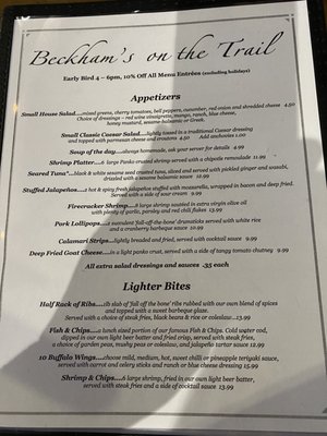 Menu photo 2 Beckham's Sarasota Restaurant On The Trail Sarasota, FL Menu photo 2 Beckham's Sarasota Restaurant On The Trail Sarasota, FL