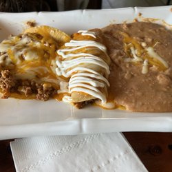 T tostada enchilada and yummy beans