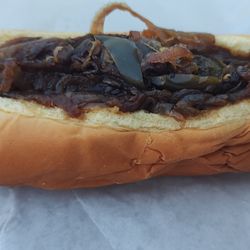 Dominic's of New York - The Classic Beef Dog With Brown Mustard With Peppers & Onions
