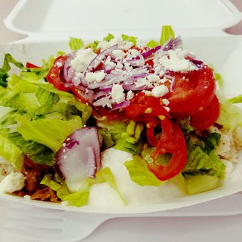 Grecian Mama - Pork Gyro Rice Bowl. It was delicious and more than enough food for one person. - Food Trucks Near Me Grecian Mama - Pork Gyro Rice Bowl. It was delicious and more than enough food for one person. - Food Trucks Near Me