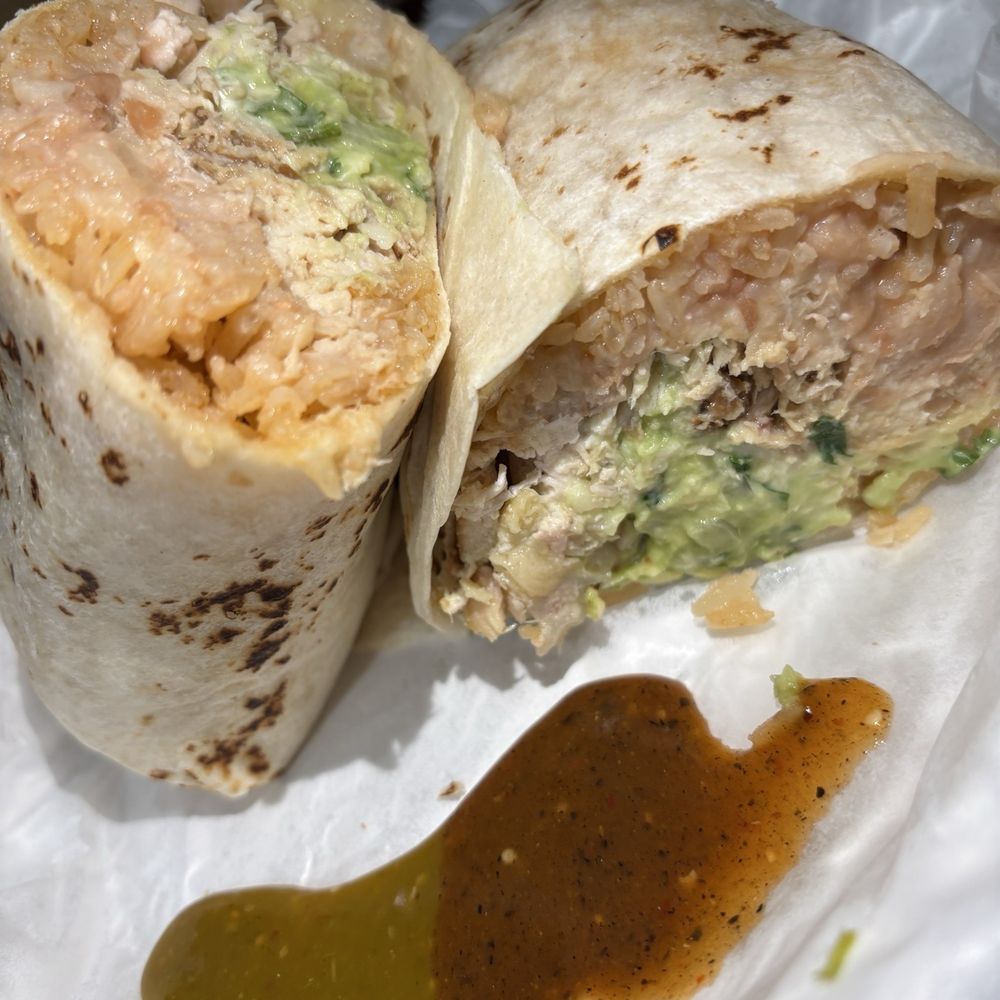 Carnitas Michoacan - Super chicken burrito with their two amazing salsas - Mexican Near Me - Gilroy, California Carnitas Michoacan - Super chicken burrito with their two amazing salsas - Mexican Near Me - Gilroy, California
