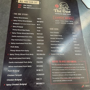 The One Korean BBQ + Bar - Lunch menu - Barbeque Near Me - High Point, North Carolina The One Korean BBQ + Bar - Lunch menu - Barbeque Near Me - High Point, North Carolina