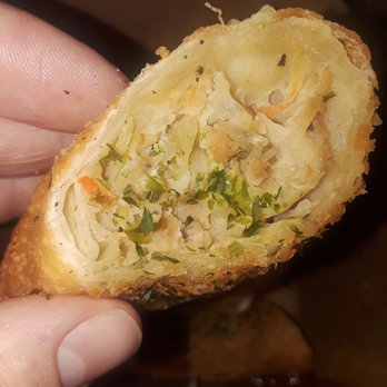 T4 - Egg roll with some sort of meat inside. Gross - Bubble Tea Near Me - Sacramento, California