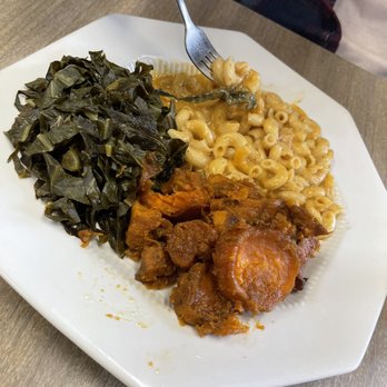 Sunshine Vegan Eats - Nikki Special:  I had better mac & cheese. The greens and sweet potato were delicious. - Vegan Near Me - Buffalo, New York