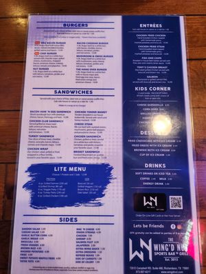 Menu photo 1 The Wing’d Nut Richardson, TX