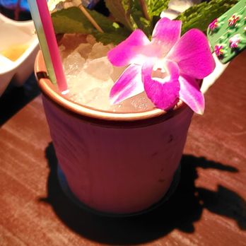 Three Dots and A Dash - 'Trader Vic's 1944 Mai Tai' ($15): made with aged Jamaican rum, dry curacao, lime, and a float of overproof rum. Nice swizzle stick! - Asian Fusion Near Me - Chicago, Illinois Three Dots and A Dash - 'Trader Vic's 1944 Mai Tai' ($15): made with aged Jamaican rum, dry curacao, lime, and a float of overproof rum. Nice swizzle stick! - Asian Fusion Near Me - Chicago, Illinois
