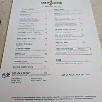 Salty Siren - Menu side one - American Near Me - Fort Lauderdale, Florida Salty Siren - Menu side one - American Near Me - Fort Lauderdale, Florida