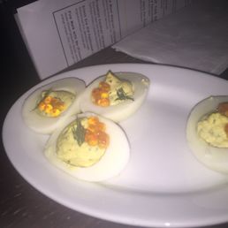 Deviled eggs. It was dark so that was the best I could do!