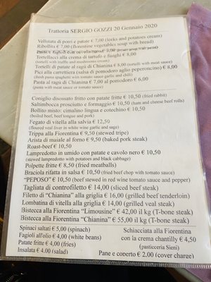 Menu photo 6 Trattoria Sergio Gozzi Florence, FI