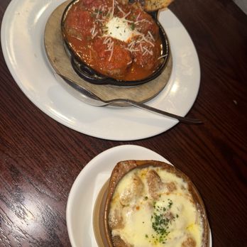 Nolan’s - Nolan's meatballs and French onion soup. Both DELICIOUS! - Seafood Near Me - Canandaigua, New York