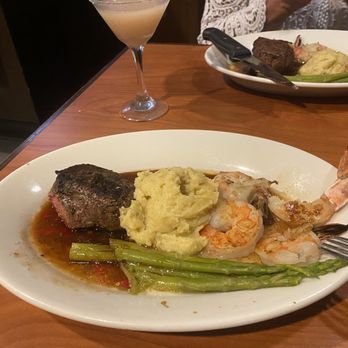 Sansei Seafood & Sushi Bar - Surf and Turf Special. 8oz Filet, Tiger prawns, garlic mashed potatoes and asparagus. Ruby Red Martini! - Japanese Near Me - Waikoloa, Hawaii Sansei Seafood & Sushi Bar - Surf and Turf Special. 8oz Filet, Tiger prawns, garlic mashed potatoes and asparagus. Ruby Red Martini! - Japanese Near Me - Waikoloa, Hawaii