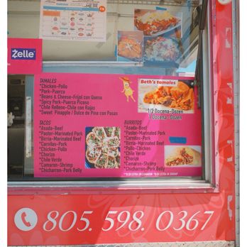Beth’s Tamales & Tacos - Partial menu - Food Trucks Near Me - Orcutt, California Beth’s Tamales & Tacos - Partial menu - Food Trucks Near Me - Orcutt, California