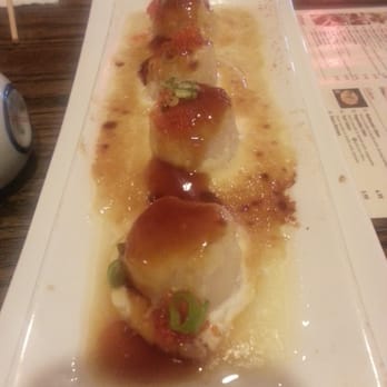 Ozora Sushi Restaurant - Their menu pictures five scallops, but it's four scallops for $10 (hot appetizer) - Sushi Bars Near Me - Concord, California Ozora Sushi Restaurant - Their menu pictures five scallops, but it's four scallops for $10 (hot appetizer) - Sushi Bars Near Me - Concord, California