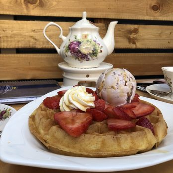 Prince Tea House - Strawberry waffle with ice cream - Desserts Near Me - Brooklyn, New York Prince Tea House - Strawberry waffle with ice cream - Desserts Near Me - Brooklyn, New York