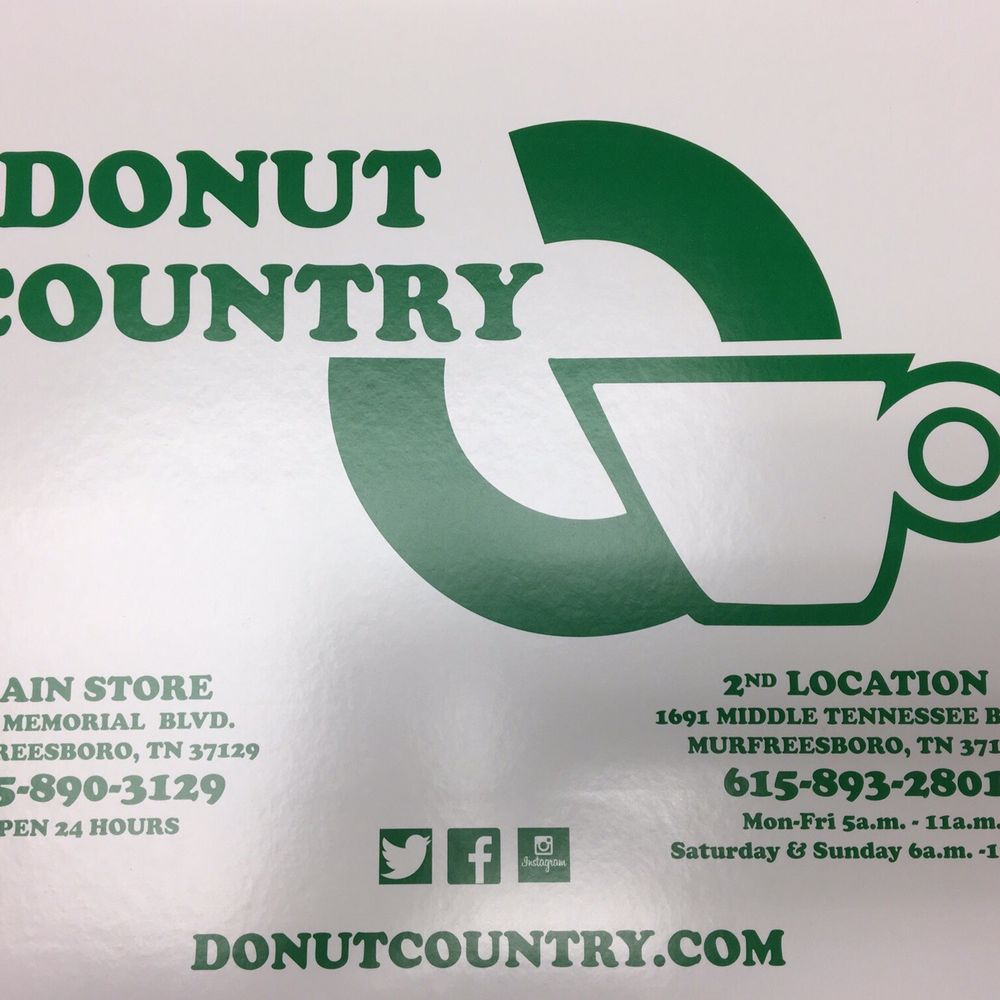 Donut Country - Exterior of donut box - Donuts Near Me - Murfreesboro, Tennessee Donut Country - Exterior of donut box - Donuts Near Me - Murfreesboro, Tennessee