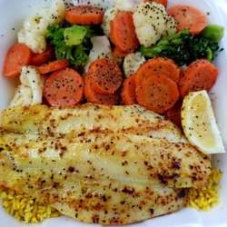 America's Best Wings & Seafood - Grilled Catfish & Veggies w Lemon Pepper Seasoning !!