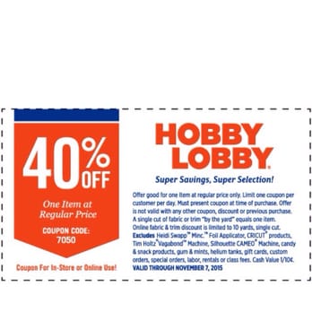 Hobby Lobby - Expires Nov. 7, 2015 - Fabric Stores Near Me - La Mesa, California