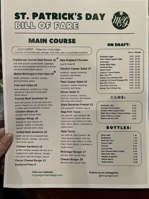 Menu photo 7 McGregor's Bar and Grill San Diego, CA