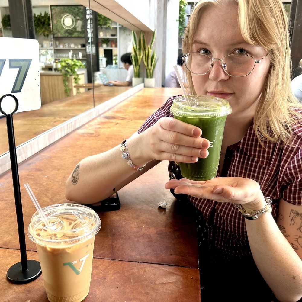 My sister and her Basil Matcha Lemonade My sister and her Basil Matcha Lemonade