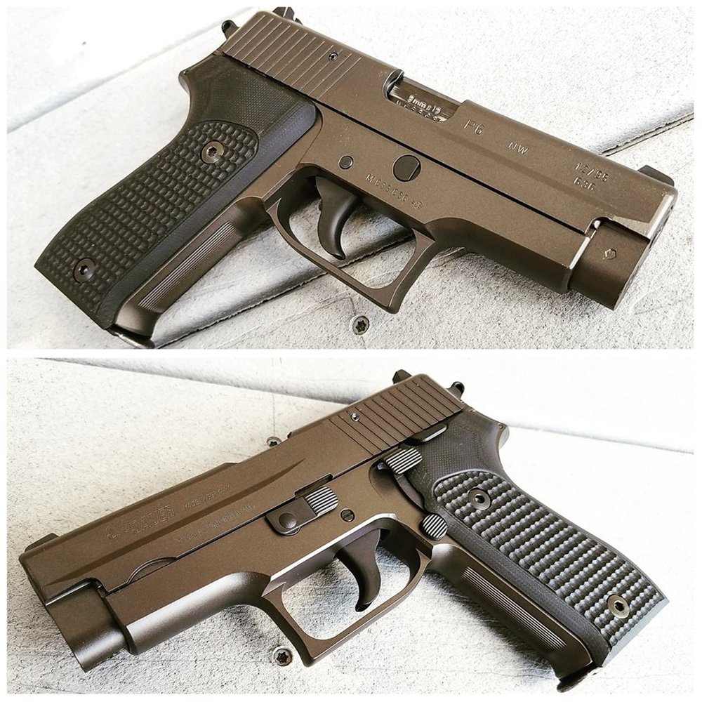 Sig Sauer P6 in Rehv Pewter cerakote. Sig Sauer P6 in Rehv Pewter cerakote.
