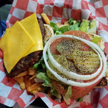 Hush Puppies - Huge hamburger with all the fixins - Seafood Near Me - Henderson, Texas Hush Puppies - Huge hamburger with all the fixins - Seafood Near Me - Henderson, Texas