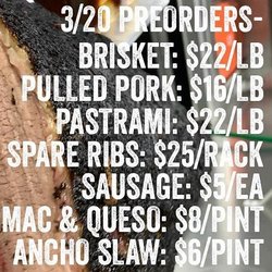 Carne 250 Tex-Mex BBQ - The menu changes weekly. Check Facebook for this Saturday's offerings.