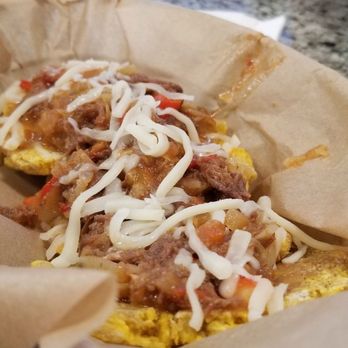 Simon's Hot Dogs - Patacones with desmechada - Hot Dogs Near Me - Gilbert, Arizona