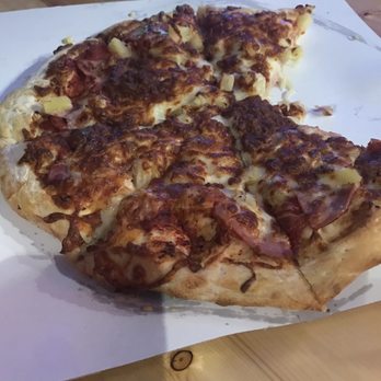Silver Dollar Bar - Canadian bacon and pineapple (Hawaiian pizza). - Burgers Near Me - Roscommon, Michigan Silver Dollar Bar - Canadian bacon and pineapple (Hawaiian pizza). - Burgers Near Me - Roscommon, Michigan