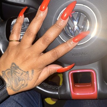 Executive Nails & Spa - Louetta Spring - Stiletto, long and red #fierce - Nail Salons Near Me - Spring, Texas