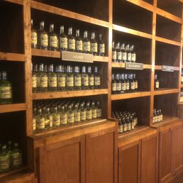 shelves of bottles of liquor