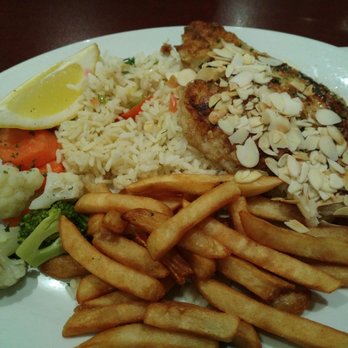 Lachine Arena Pizza - Sole Almondine: almonds not cooked in butter, sole & rice were tasty, fries needed a dipping sauce, veggies were overcooked and waterlogged. - Pizza Near Me - Lachine, Quebec Lachine Arena Pizza - Sole Almondine: almonds not cooked in butter, sole & rice were tasty, fries needed a dipping sauce, veggies were overcooked and waterlogged. - Pizza Near Me - Lachine, Quebec