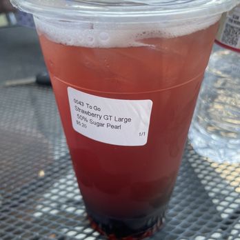 Bobalicious - Large strawberry green tea with boba -50% sugar - Bubble Tea Near Me - Redwood City, California Bobalicious - Large strawberry green tea with boba -50% sugar - Bubble Tea Near Me - Redwood City, California
