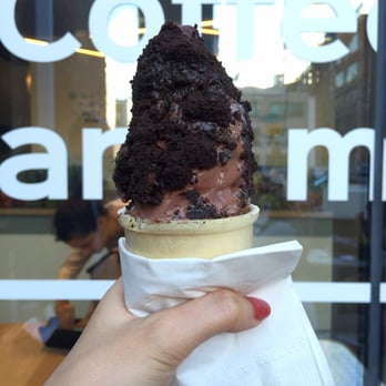 Sweet Jesus - Banging Brownie (Dark chocolate brownie chunks, walnuts, caramel sauce, chocolate sauce, chocolate soft serve) - $6 - Desserts Near Me - Toronto, Ontario