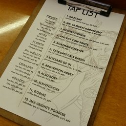 Beer list from October 2017