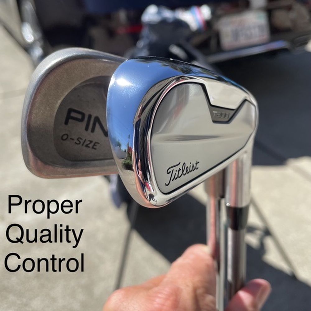 Titleist Performance Institute - Example of proper quality control - Titleist iron next to a Ping I had from 20 years ago. - Golf Near Me - Oceanside, California Titleist Performance Institute - Example of proper quality control - Titleist iron next to a Ping I had from 20 years ago. - Golf Near Me - Oceanside, California
