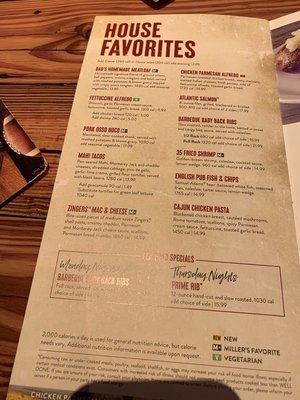 Menu photo 6 Miller's Ale House Lutz, FL