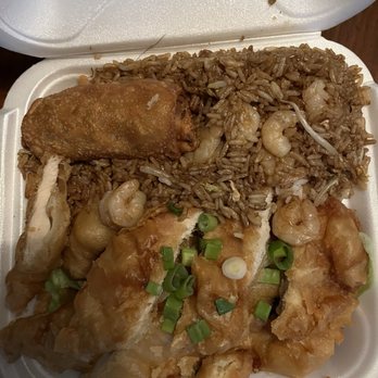 China Gold - Almond chicken and fried rice with shrimp. - Chinese Near Me - Canton, Michigan