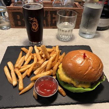 Prey Brewing - Classic Burger with beer & water - Cocktail Bars Near Me - Vista, California Prey Brewing - Classic Burger with beer & water - Cocktail Bars Near Me - Vista, California
