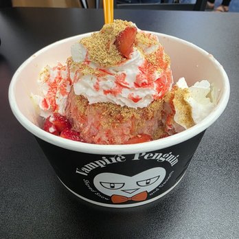 Vampire Penguin - Strawberry Cheesecake Shave Ice - Shaved Snow Near Me - Hurst, Texas