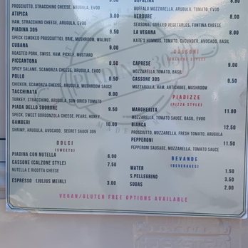 Piadina 305 - Menu - Italian Near Me - Doral, Florida